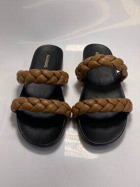Kaanas Womens Coco Braid Strap Brown & black Sandal Sz 10